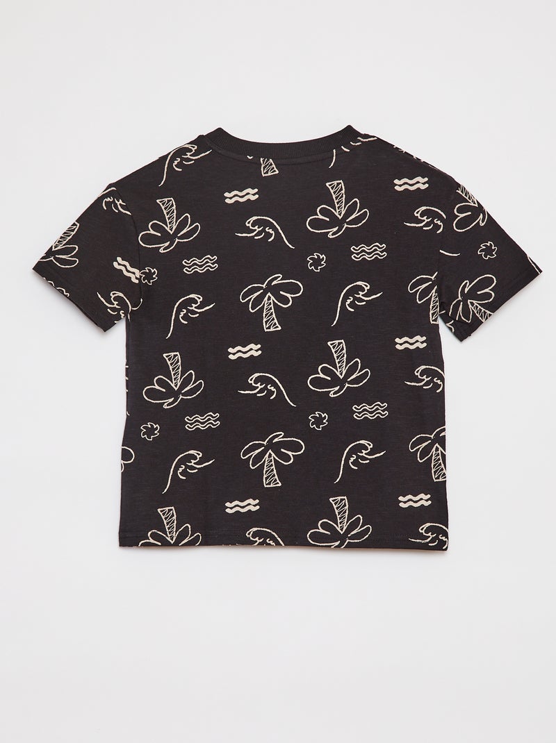 T-shirt a maniche core con taschino sul petto e stampe NERO - Kiabi