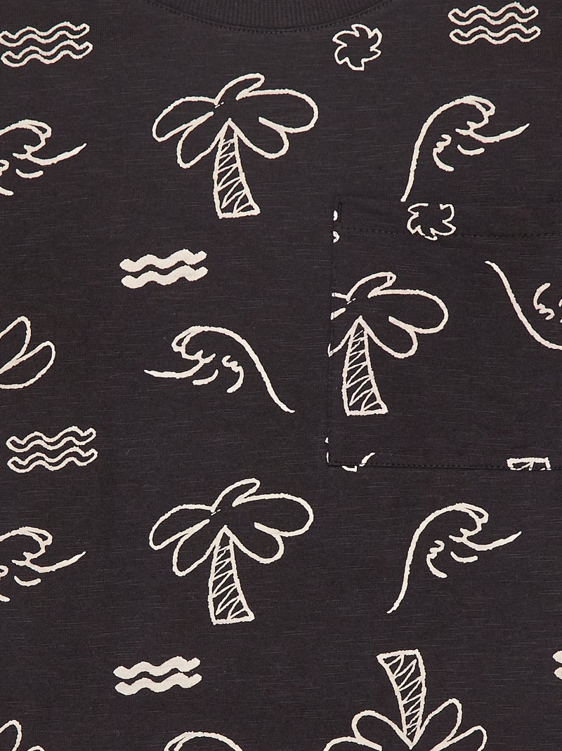 T-shirt a maniche core con taschino sul petto e stampe NERO - Kiabi