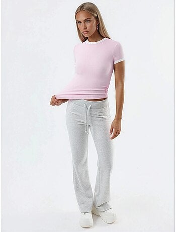 T-shirt a maniche corte a coste con scollo rotondo busem