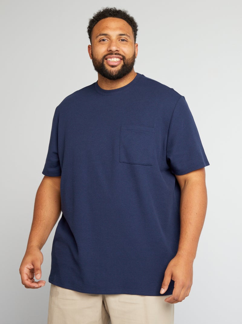 T-shirt a maniche corte a nido d'ape NERO - Kiabi