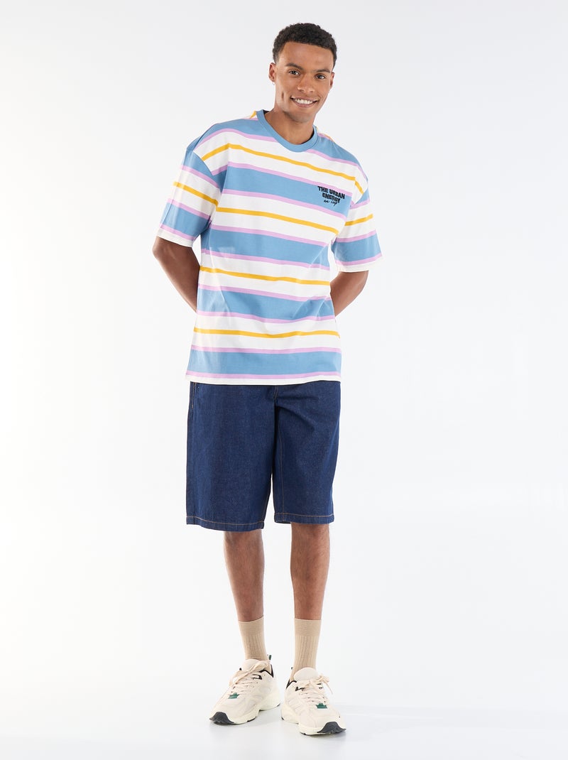 T-shirt a maniche corte a righe Blu - Kiabi