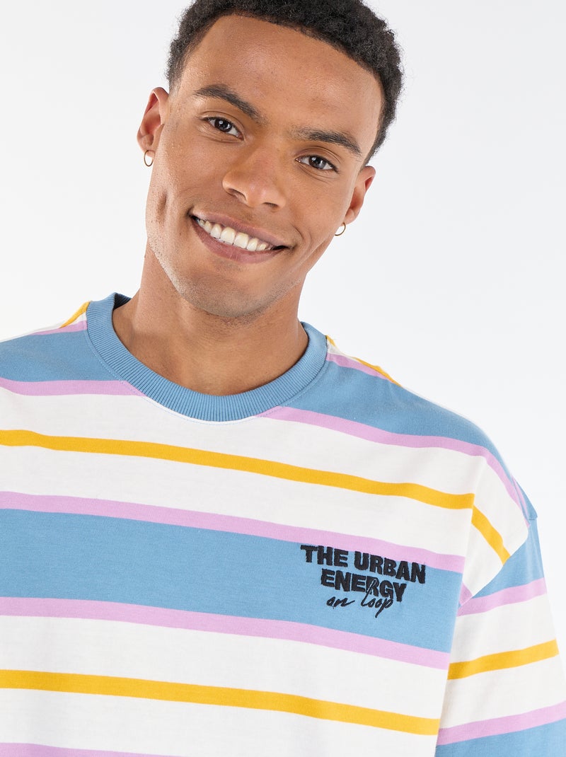 T-shirt a maniche corte a righe Blu - Kiabi
