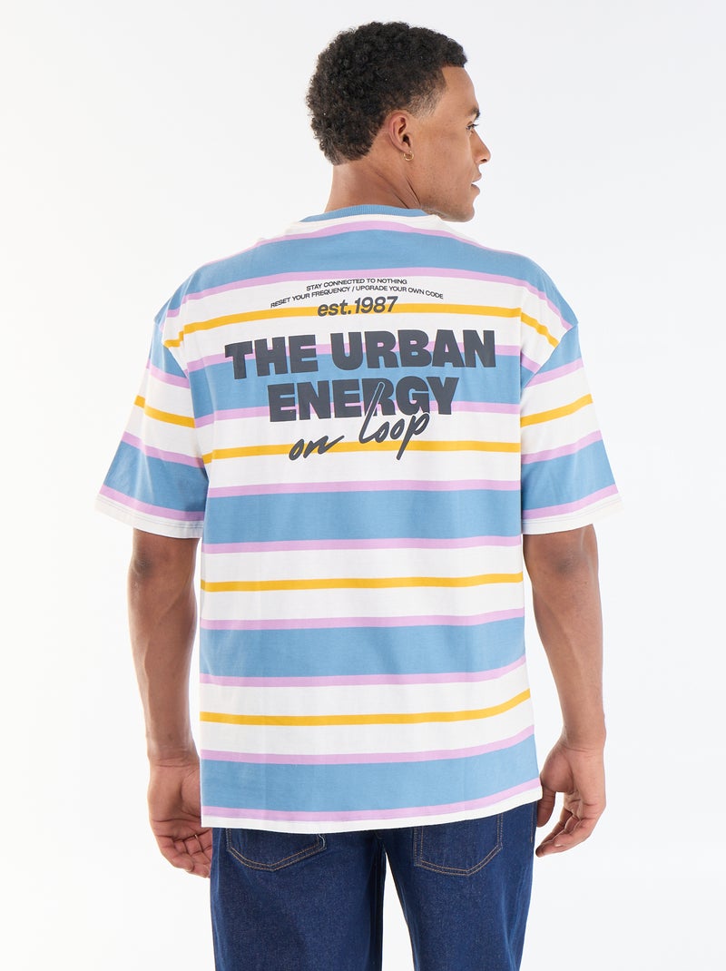 T-shirt a maniche corte a righe Blu - Kiabi