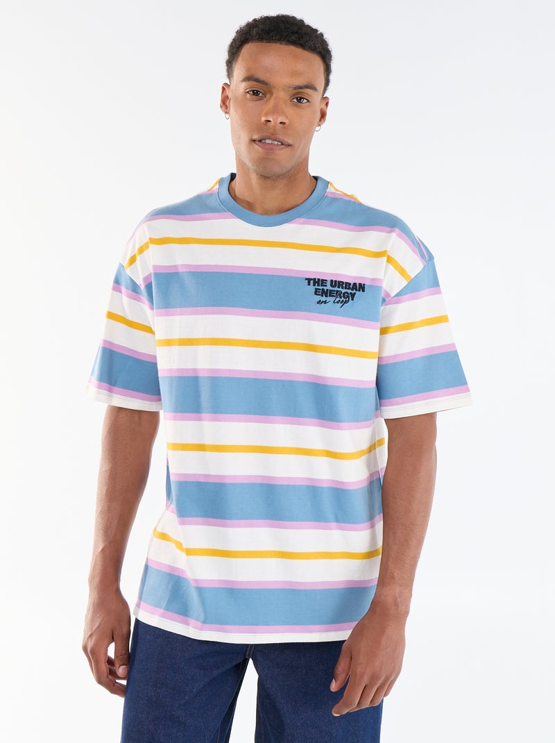 T-shirt a maniche corte a righe Blu - Kiabi