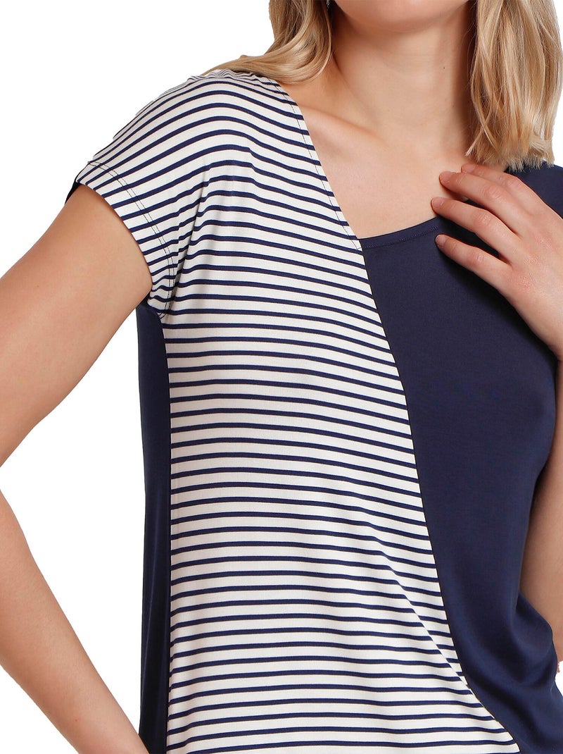 T-shirt a maniche corte a righe da donna ADMAS Blu marino - Kiabi