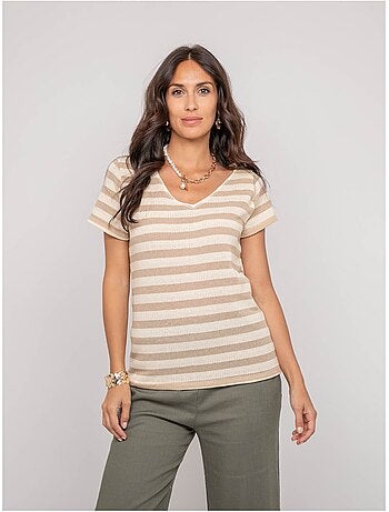 T-shirt a maniche corte a righe FIGO