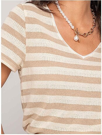 T-shirt a maniche corte a righe FIGO