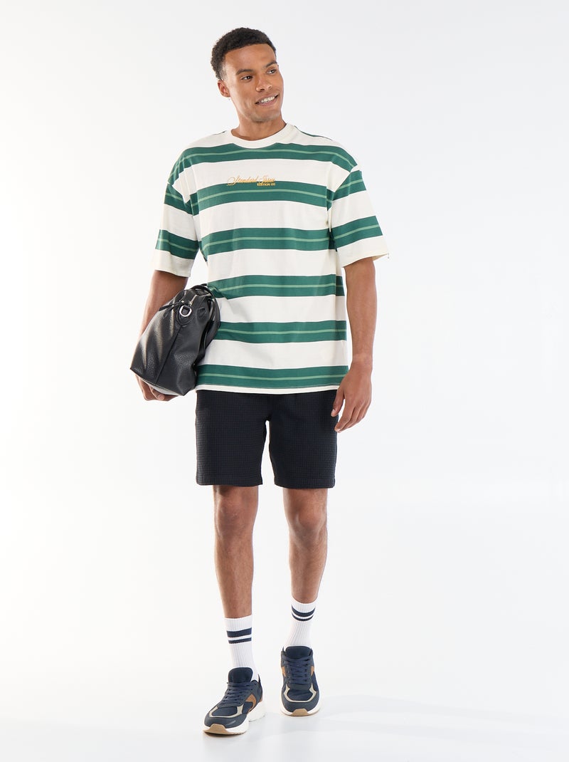T-shirt a maniche corte a righe Verde - Kiabi