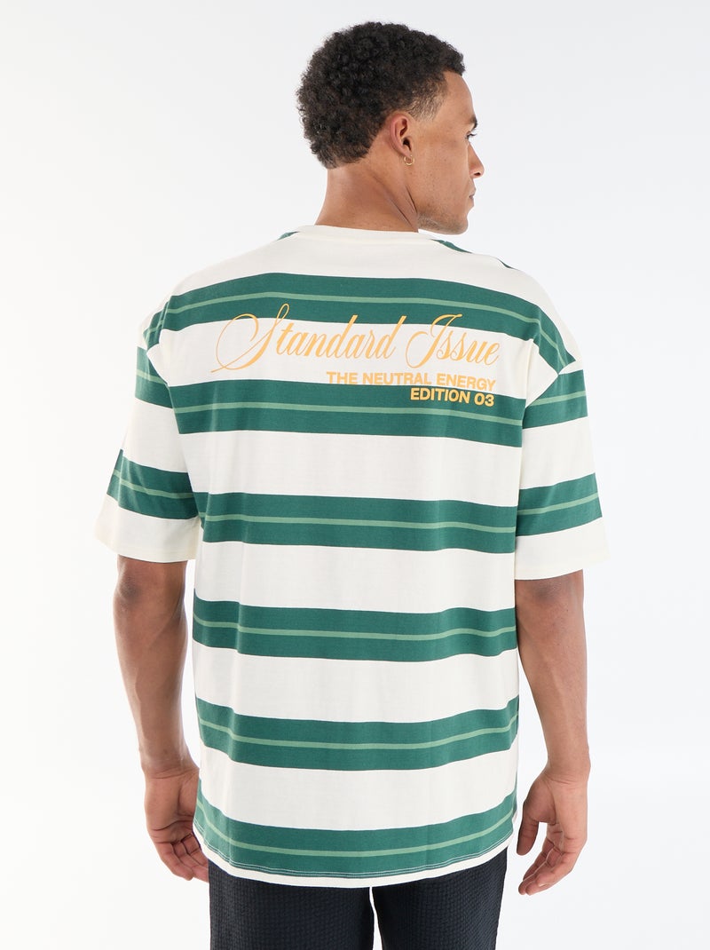 T-shirt a maniche corte a righe Verde - Kiabi