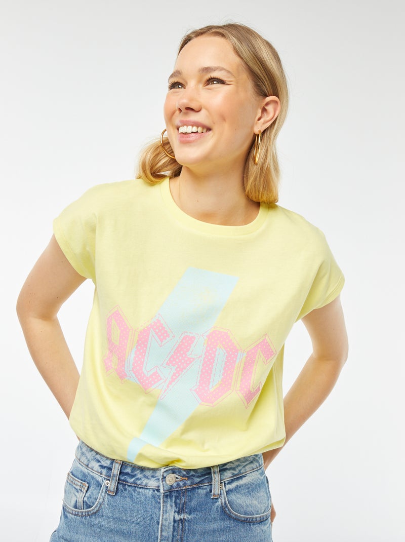 T-shirt a maniche corte 'AC/DC' giallo - Kiabi