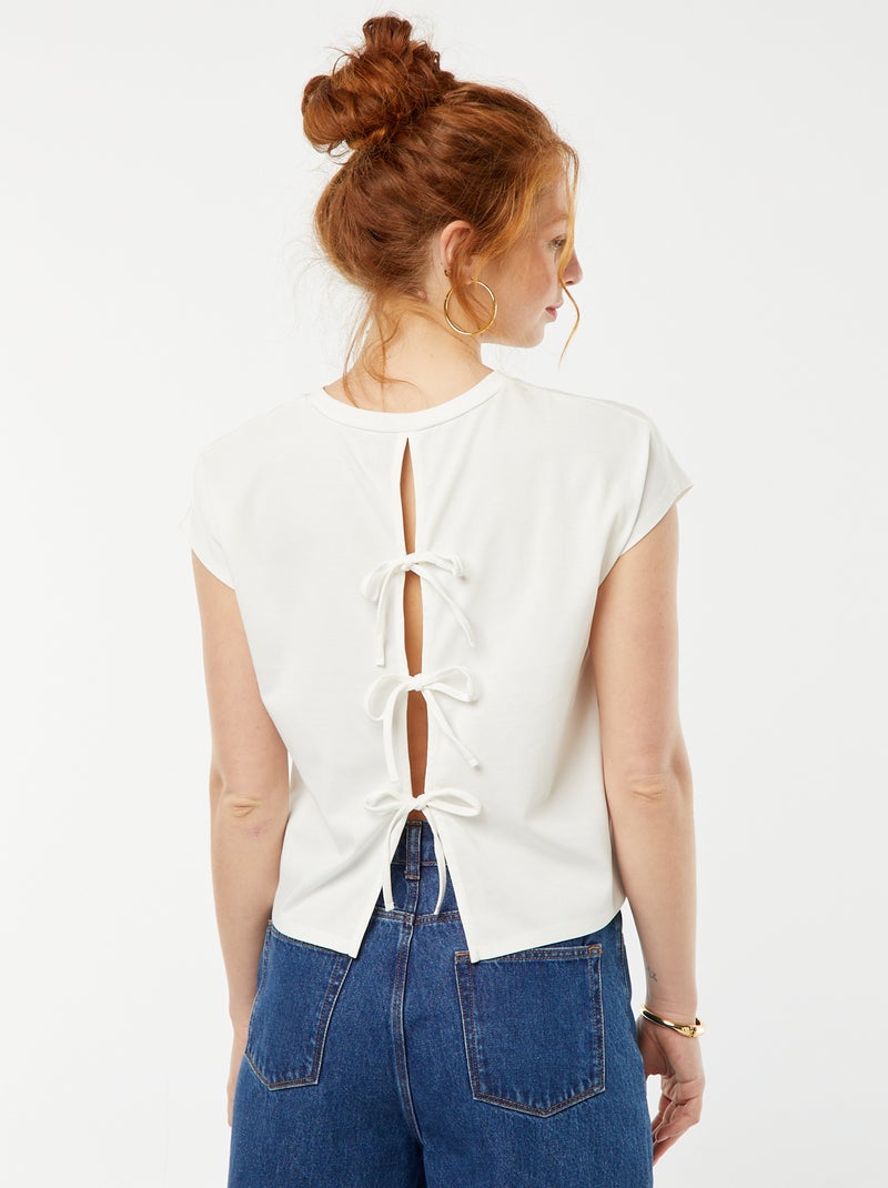 T-shirt a maniche corte aperta sulla schiena BIANCO - Kiabi