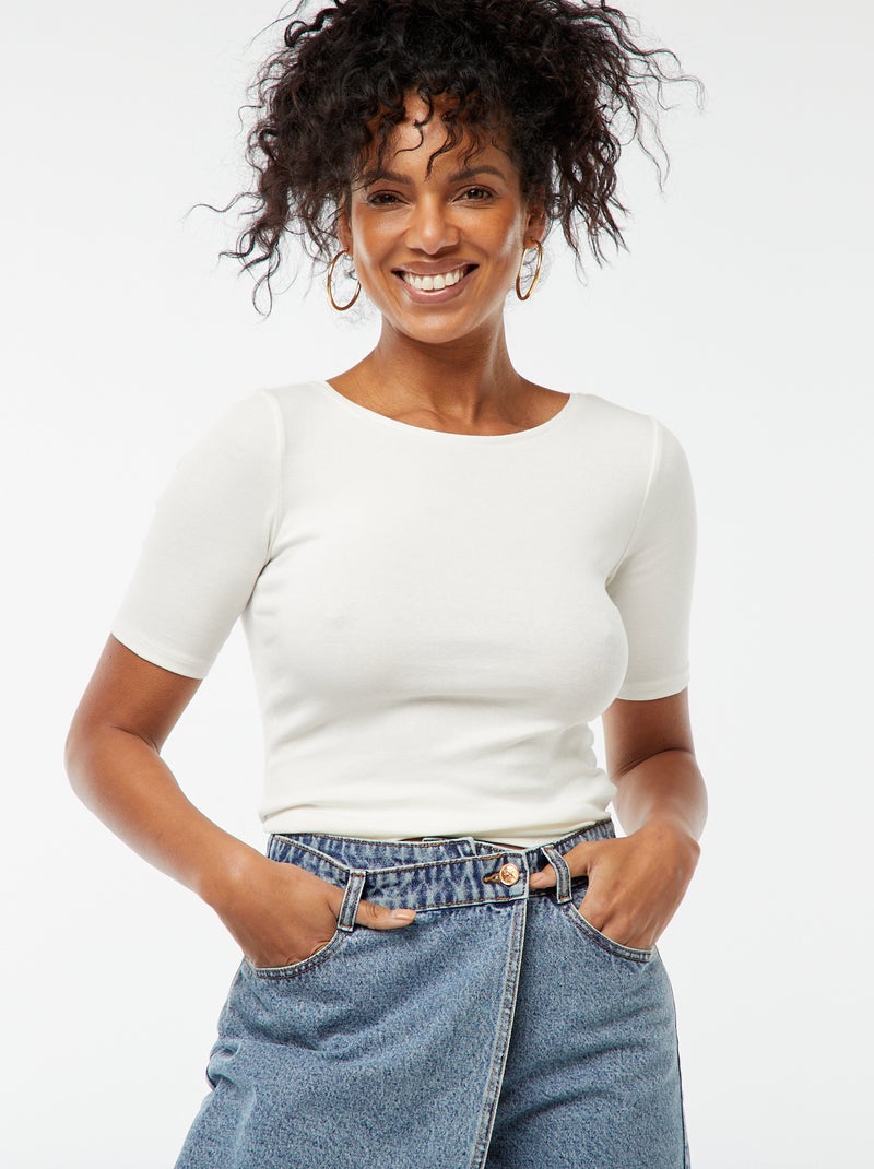 T-shirt a maniche corte basic Bianco - Kiabi