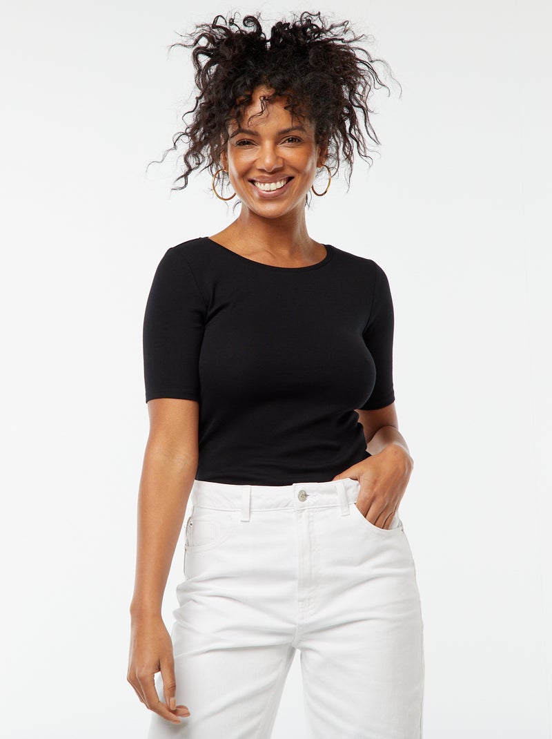 T-shirt a maniche corte basic nero - Kiabi