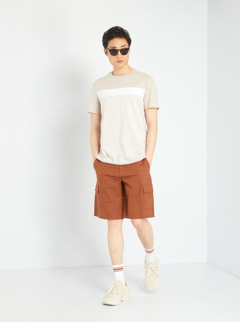 T-shirt a maniche corte beige - Kiabi
