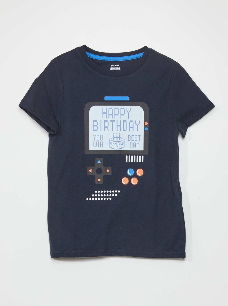 T-shirt a maniche corte 'compleanno' BLU - Kiabi
