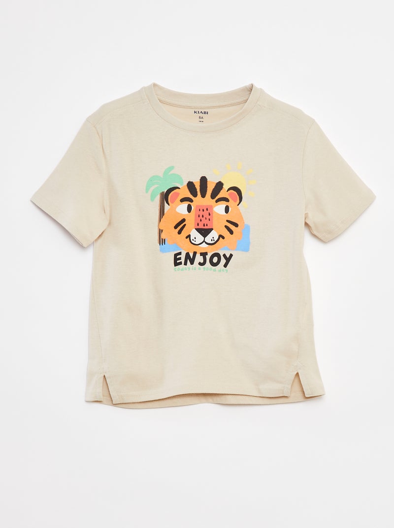 T-shirt a maniche corte con animazione BEIGE - Kiabi