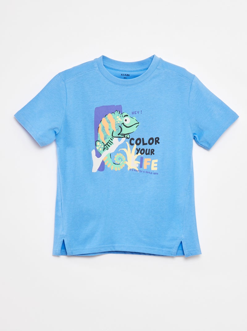T-shirt a maniche corte con animazione BLU - Kiabi