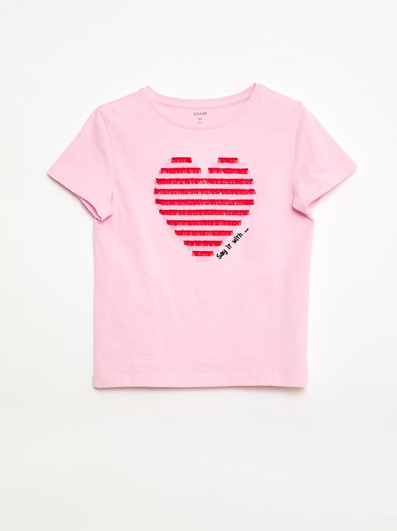 T-shirt a maniche corte con animazione Rosa - Kiabi