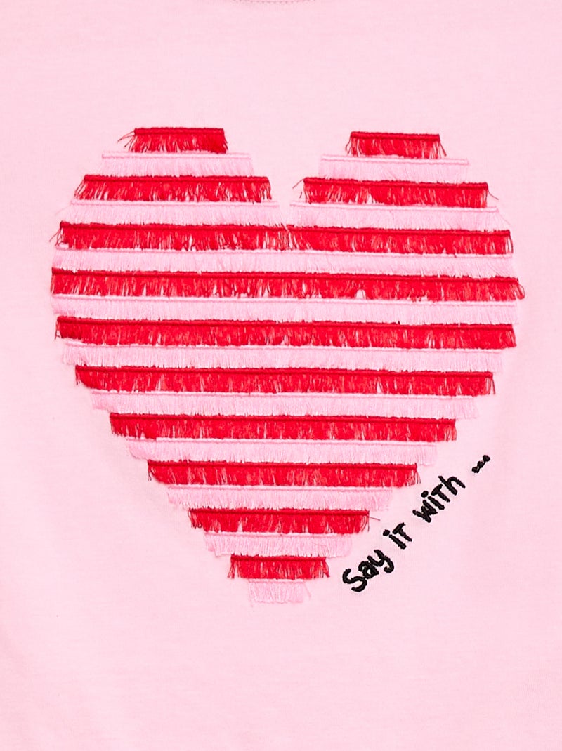 T-shirt a maniche corte con animazione Rosa - Kiabi
