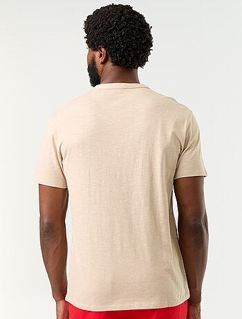 T-shirt a maniche corte con collo alla tunisina