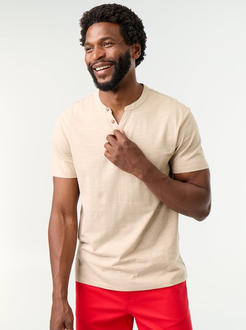 T-shirt a maniche corte con collo alla tunisina - Kiabi