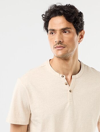 T-shirt a maniche corte con collo alla tunisina