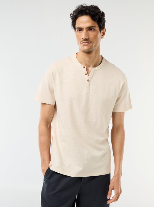 T-shirt a maniche corte con collo alla tunisina - Kiabi