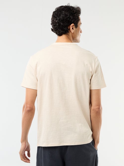 T-shirt a maniche corte con collo alla tunisina - Kiabi