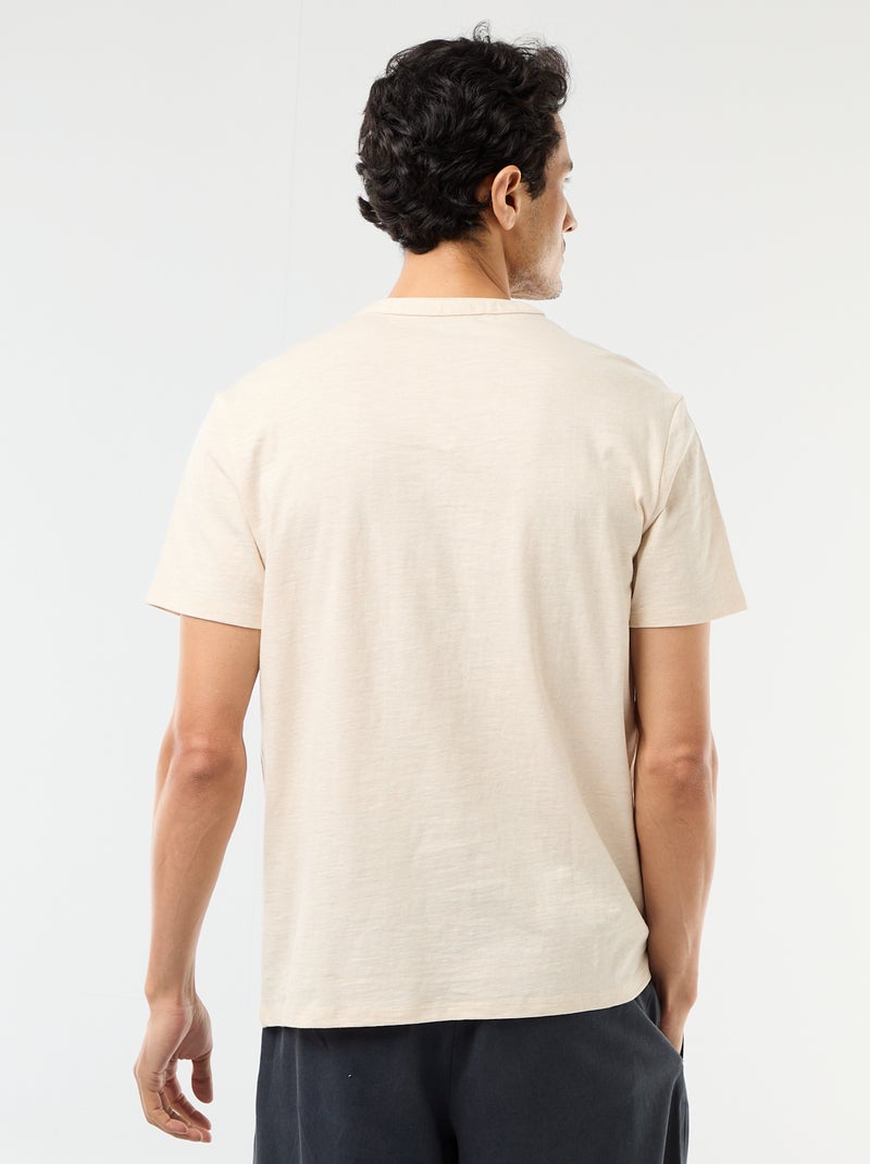 T-shirt a maniche corte con collo alla tunisina Beige - Kiabi