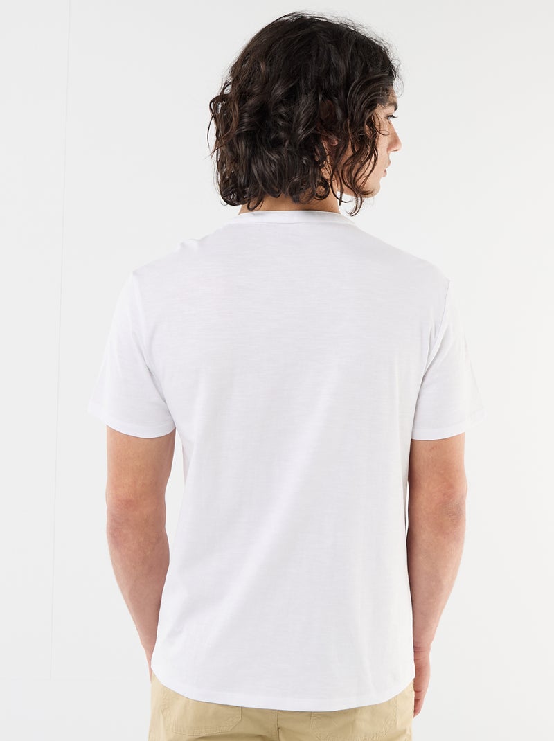 T-shirt a maniche corte con collo alla tunisina Bianco - Kiabi