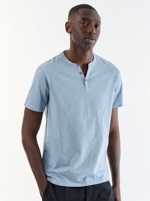 T-shirt a maniche corte con collo alla tunisina - Kiabi