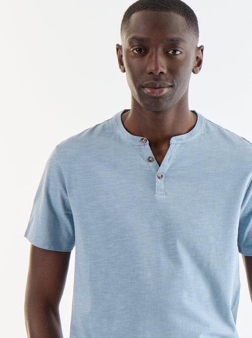 T-shirt a maniche corte con collo alla tunisina - Kiabi