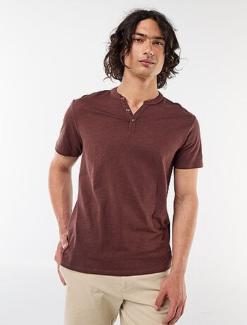 T-shirt a maniche corte con collo alla tunisina