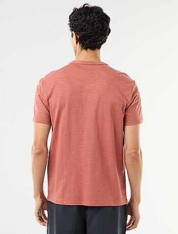 T-shirt a maniche corte con collo alla tunisina