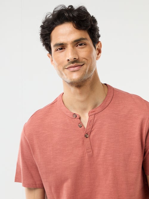 T-shirt a maniche corte con collo alla tunisina - Kiabi