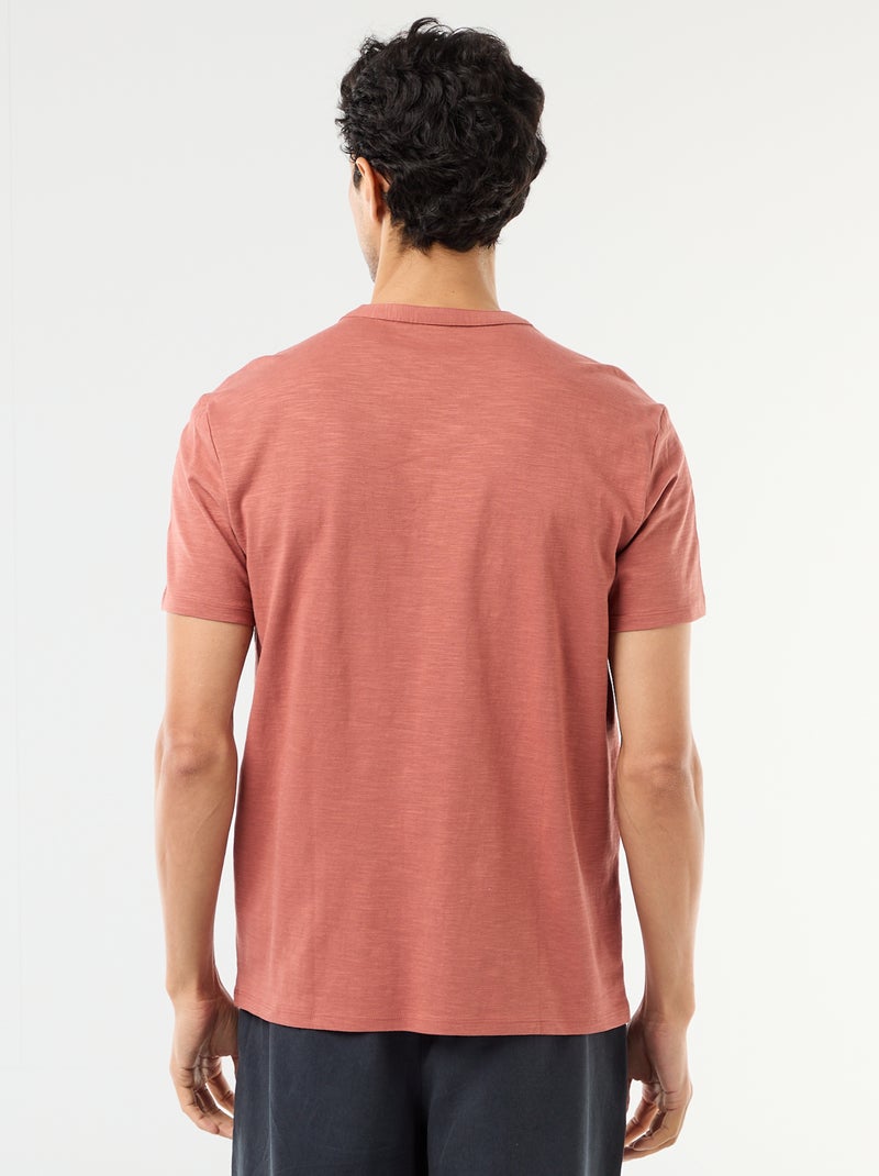 T-shirt a maniche corte con collo alla tunisina Rosa - Kiabi