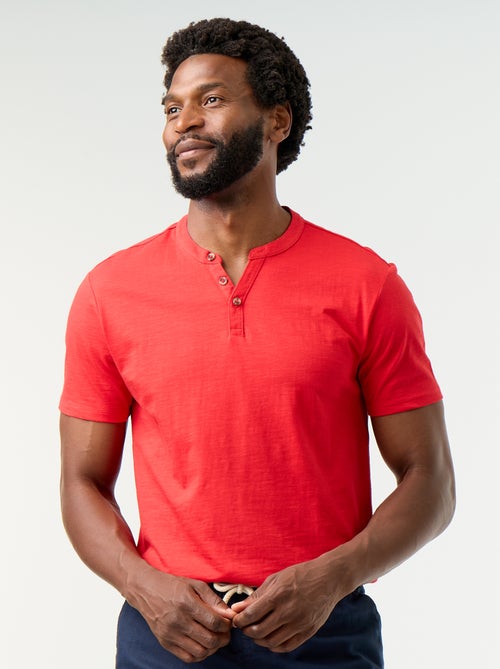 T-shirt a maniche corte con collo alla tunisina - Kiabi