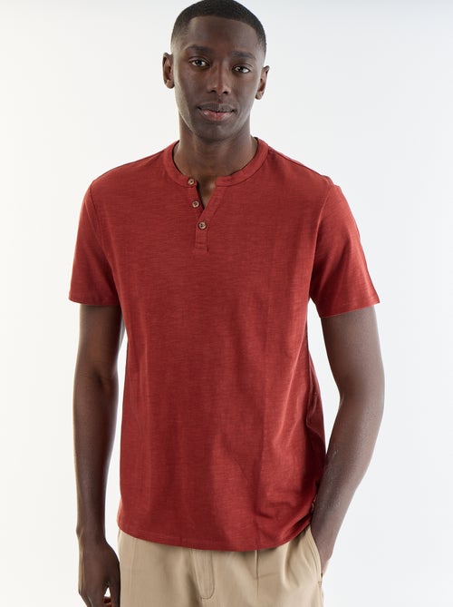 T-shirt a maniche corte con collo alla tunisina - Kiabi