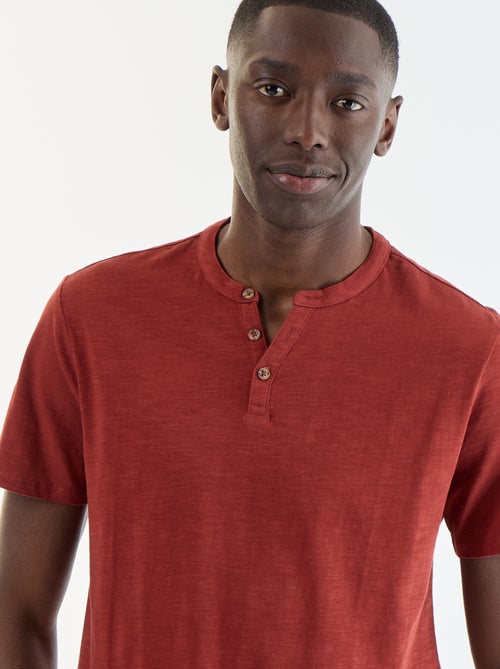 T-shirt a maniche corte con collo alla tunisina - Kiabi