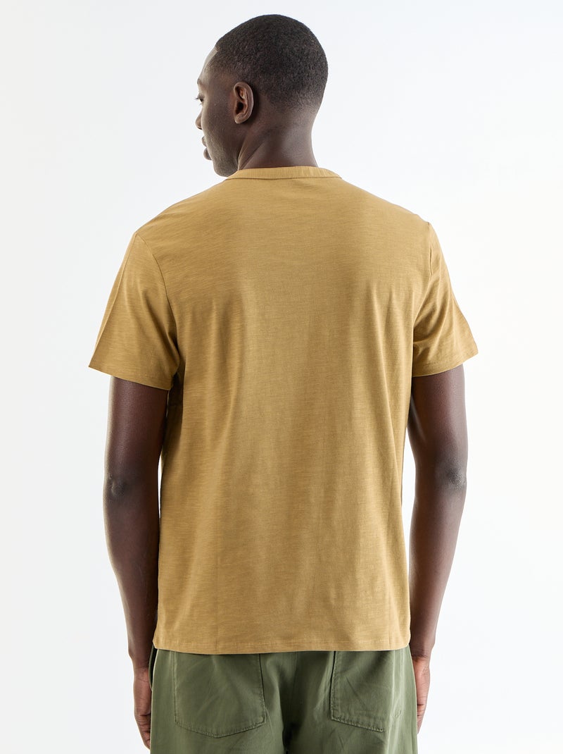 T-shirt a maniche corte con collo alla tunisina Verde - Kiabi