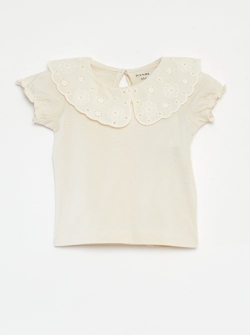 T-shirt a maniche corte con collo fantasia - Kiabi
