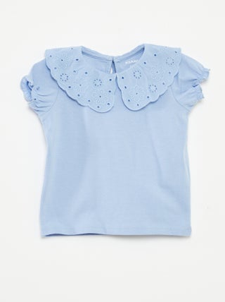 T-shirt a maniche corte con collo fantasia
