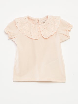 T-shirt a maniche corte con collo fantasia