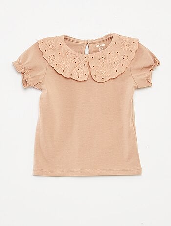 T-shirt a maniche corte con collo fantasia