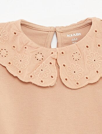 T-shirt a maniche corte con collo fantasia