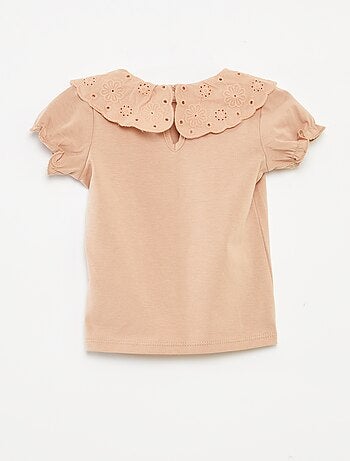 T-shirt a maniche corte con collo fantasia