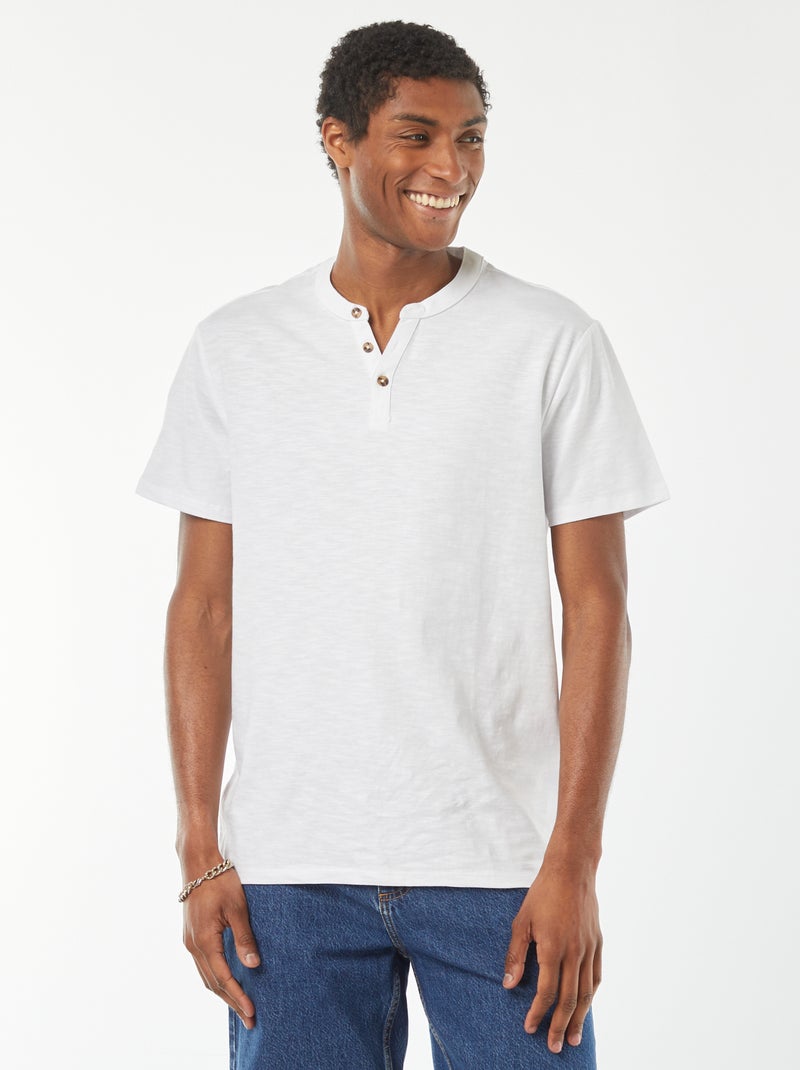 T-shirt a maniche corte con collo serafino bianco - Kiabi