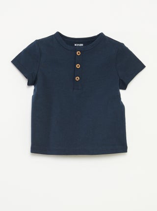 T-shirt a maniche corte con collo serafino