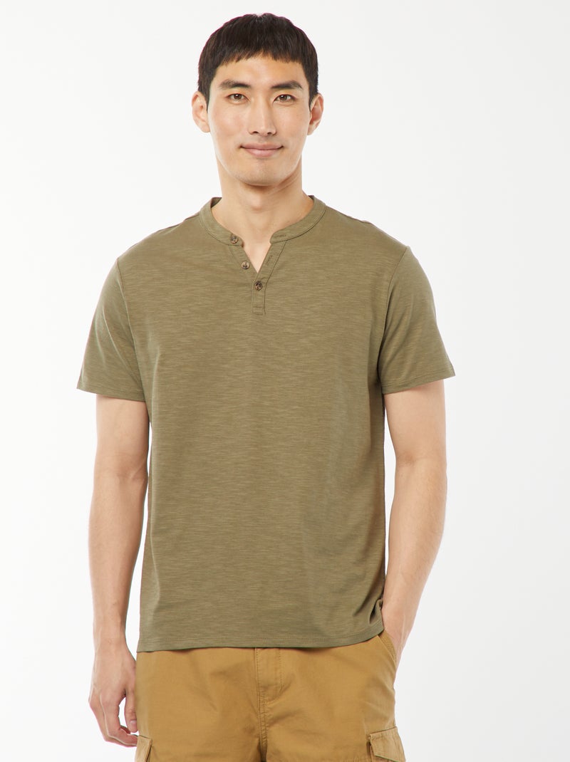 T-shirt a maniche corte con collo serafino Verde - Kiabi