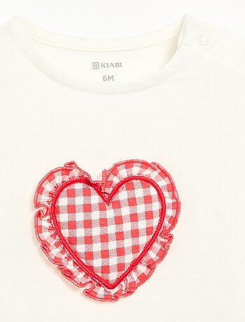 T-shirt a maniche corte con cuore cucito